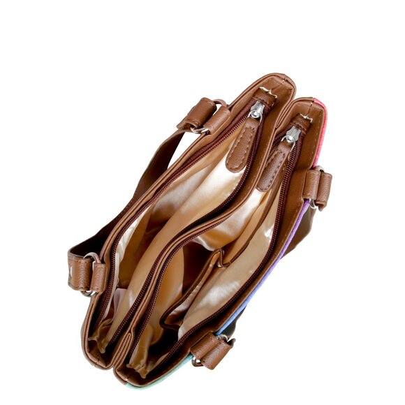 Printed Leather Shoulder Tote Bag for Women – Top Handle Handbag Purse Work - Picture 5 of 9